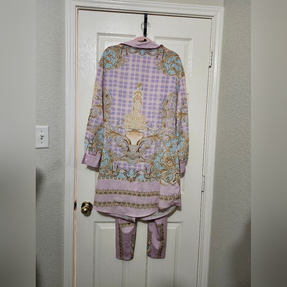 Chic Pastel Patterned Italy Button Down Short And… - image 7